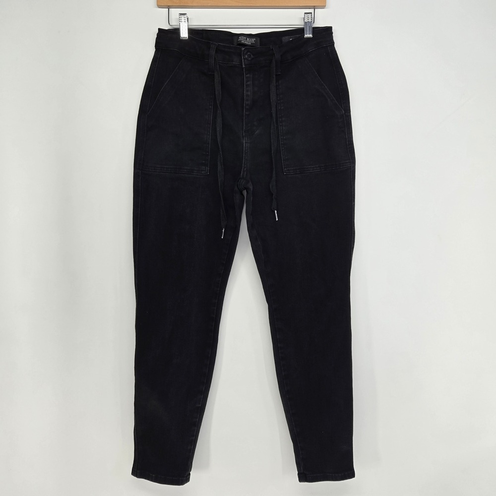 Judy Blue Jogger Jeans Womens 9/29 Black Drawstring Utility Pocket JB88700 BK